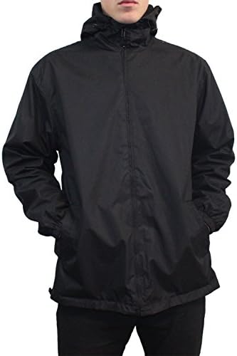 Maxxsell Mens Reversible Fleece Lined Hooded Windbreaker Rain Jacket (Large, Black)