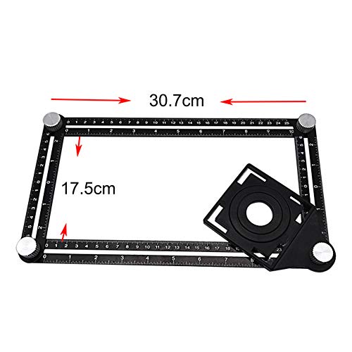 dezirZJjx Universal Angle Template Measuring Tool Ruler,Multifunctional Aluminum Alloy Six-Folding Ruler Hole Puncher Locator Mason Tool for Masonry Builders Handymen Carpenters Black - Thumbnail 7