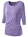 Colrovie Womens Boat Neck Dolman Top - 3/4 Sleeve With O/V Neck