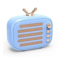 Wireless Stereo Retro Speaker, Dosmix Portable Bluetooth Vintage Speaker with Built-in Mic, 12 Hours Playtime, TF Card, Aux for Kitchen Bedrooms Party Travel Outdoor Android iOS, Blue