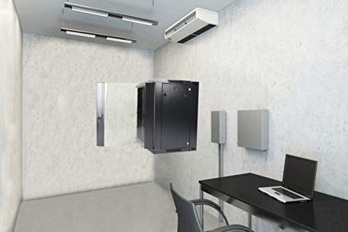 AEONS 12U Professional Wall Mount Server Cabinet Enclosure Double Section Hinged Swing Out 19-Inch Server Network Rack Locking Glass Door 22-Inches Deep Black (Fully Assembled) - Thumbnail 5