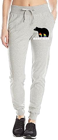 Mama Bear Little Rainbow Bear LGBT Custom Tie Waist Sweatpants With Side Pockets Funny Jogger Pants For Girls Medium Ash