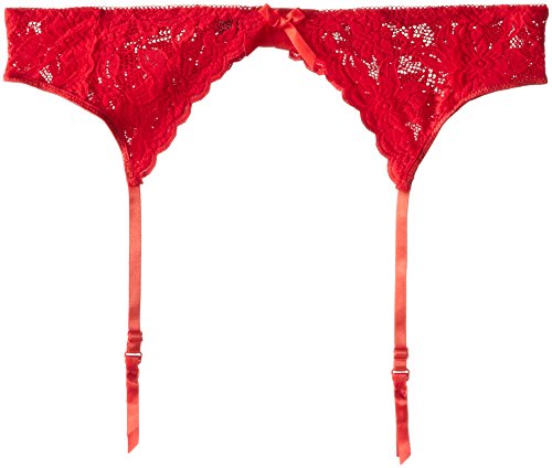 iCollection Women's Plus-Size Classic Triangle Stretch Lace Garter Belt, Red 3/4X