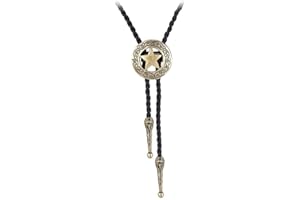 JPJZY BRBAM Retro Style Western Cowboy Lone Star Bolo Tie Texas Symbol Leather Bolo Tie for Men