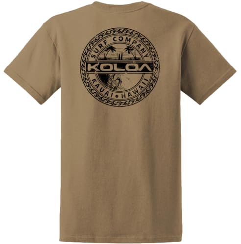 Koloa Surf Palms and Waves Logo Heavyweight Cotton T-Shirt-6XL-Sand/b at Amazon
