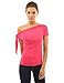 PattyBoutik Women Tied One Shoulder Short Sleeve Top (Coral Pink Medium)