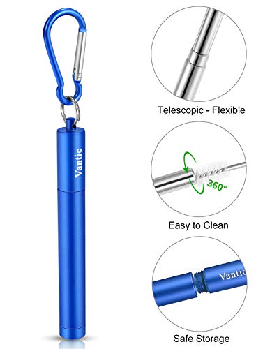 2 Vantic+Telescopic+Reusable+Straws+Stainless