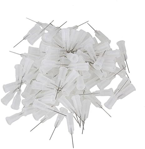 CNBTR 1/2" Plastic Spiral Connector Stainless Steel Adhesive Glue Industrial Dispensing Blunt Tip Needle Pack of 100 (27Ga Transparent)