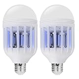 Bug Zapper Light Bulb with LED light bulb, Fly Killer, Mosquito Killer, Built in Insect Trap, Fits in 110v Light Bulb Socket, Perfect for Indoor Home Garden Patio Backyard(2 PACK)