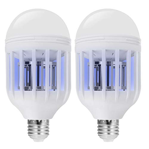 Bug Zapper Light Bulb with LED light bulb, Fly Killer, Mosquito Killer, Built in Insect Trap, Fits in 110v Light Bulb Socket, Perfect for Indoor Home Garden Patio Backyard(2 PACK)
