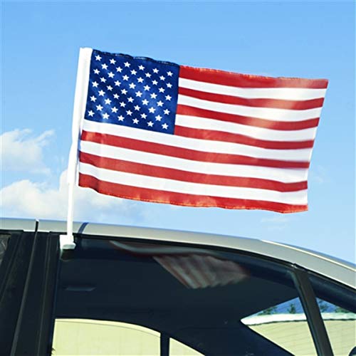 TSY TOOL 12 Pack US American Patriotic Decoration Car Window Clip USA Flag 17" x 12" Clip onto Car Window - Pack of 12