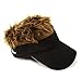 Flair Hair Men's Velcro Hat Cap Visor (Black w/ Brown Hair)