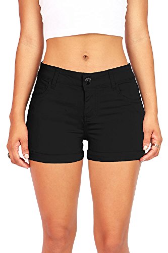 Celebrity Pink Women's Juniors Casual Cuffed Design Shorts (3, Black)