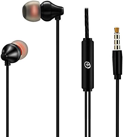 HONOT Earphones with Microphone Sports Headphones Earbuds Noise Cancelling Earphones HIFI Stereo Bass for Sport Running for iPhone iOS Android 3.5mm jack(Black)