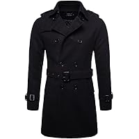 TruClothing Mens 3/4 Long Double Breasted Overcoat Jacket Wool