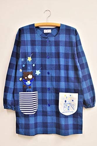 Amazon おてんばママ 綿起毛ベアー流れ星スモック Nw 270 保育士 幼稚園 学校 先生 実習 イベント かわいい ママ 割烹着 スモック ブルー ジェス有限会社 エプロン 通販