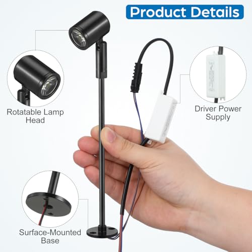 PRETYZOOM LED Spotlight on Stand for Jewellery Showcase Portable Led Projector 3W with Adjustable Head for Interior Lighting of Cabinets and Jewelry Presents