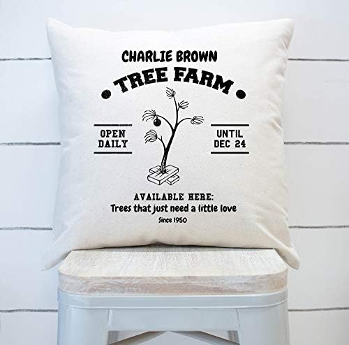 Thomas655 Charlie Brown Tree Farm Christmas Pillow Cover Farmhouse Christmas Pillow