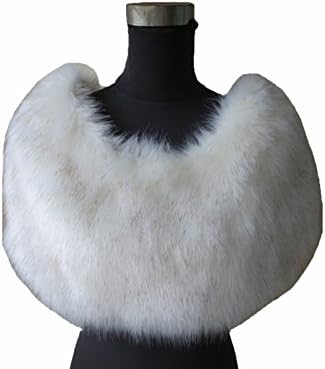 Women's Faux Fox Fur Shawl Cape Bridal Stole Pullover Wedding Party