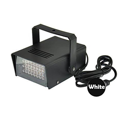 Mini Strobe Light with 24 Super Bright White LED Speed Controllable Special Stage Lighting Effects Designed for Bar Dance Hall Cabaret Parties Christmas Halloween Wedding Decoration (White)