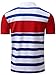 Neleus Men's Striped Short Sleeve Cotton Polo Shirts,624,Blue & White & Red,L,EUR Tag XL