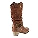 Refresh AD44 Women's Western Cowgirl Pull On Block Heel Slouchy Mid Calf Boots