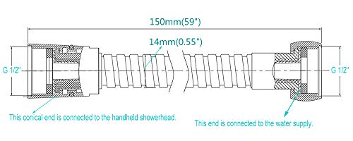 TRIPHIL Kink-free Shower Hoses for Handheld Showerhead Hose Replacement Ultra-flexible Metal Shower Tube Extension 360 Degree Swivel Anti-twist 2 Brass Nuts Stainless Steel Sleeve Chrome 59 Inches