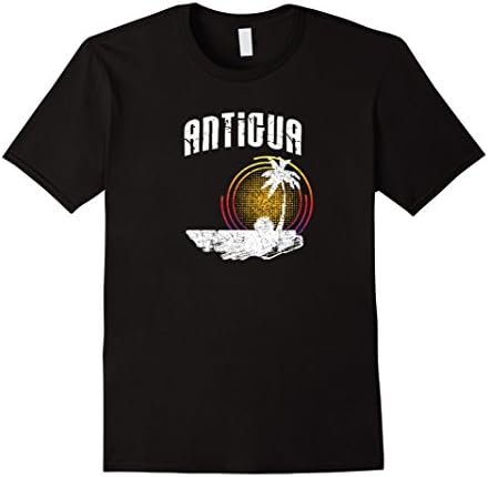 Men's Antigua T-shirt Waladli Caribbean Island Shirt Love Antigua Large Black