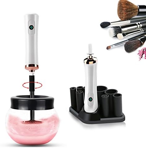 Electric Makeup Brush Cleaner and Dryer Machine - ZADDIC Bottle Automatic Brush Cleaner Tool Kits with 8 Rubber Holders - Cleans &amp; Dries in Seconds