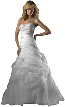 Wedding Dress Allure Bridals Gown Strapless Princess 2359 - White/Silver, size 4