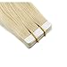 Ugeat Tape in Hair Extensions Blonde, 16 inch Invisible Tape in Human Hair Extensions #60 Platinum Blonde Glue in Natural Straight Hair Extensions Human Hair 50Grams/20Pieces