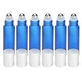 Roll On Bottles, Iwotou 10 ml High Quality Glass Refillable Essential Oil Bottles with Stainless Steel Roller Balls, Set of 6 for Aromatherapy, Essential Oils, Perfumes and Lip Balms