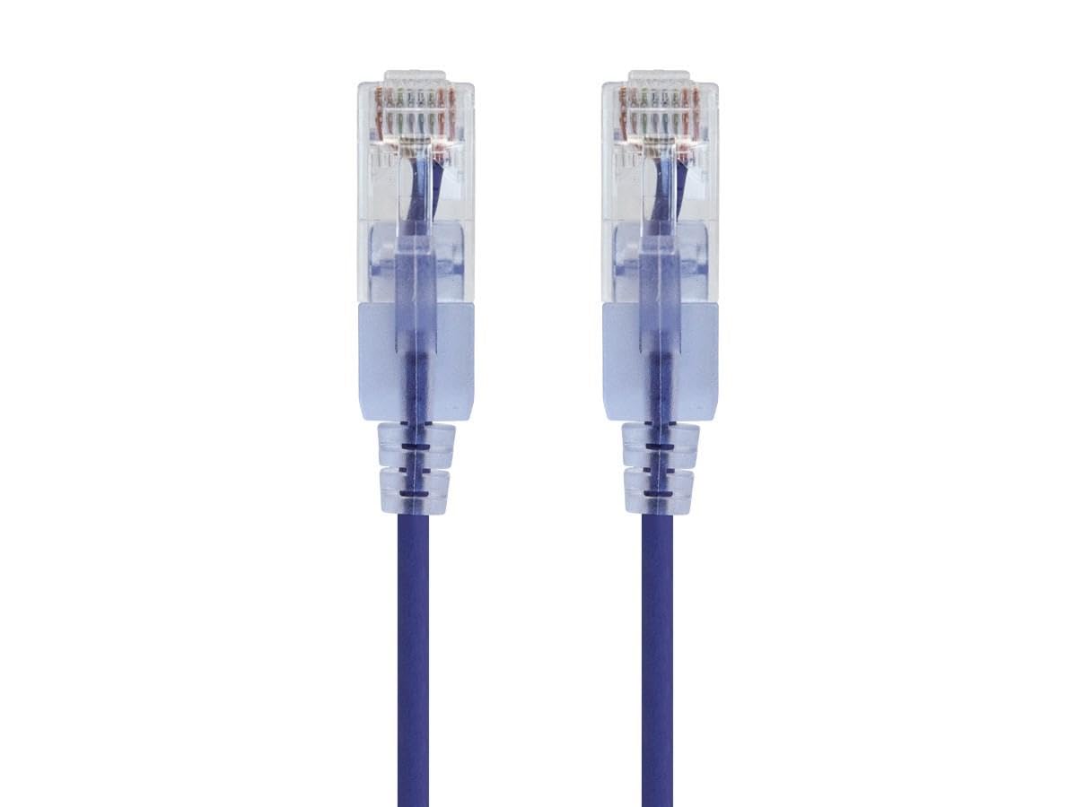 Monoprice Cat6A Ethernet Patch Cable - Snagless RJ45, 550Mhz, 10G, UTP, Pure Bare Copper Wire, 30AWG, 10-Pack, 7 Feet, Purple - SlimRun Series