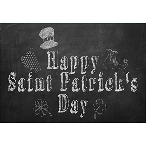 Yeele 6x4ft Vinyl Photography Background St Patricks Day Spring Clover Decoration Hat Chalk Drawing Blackboard Backdrops Happy St. Patrick's Day Pictures Photoshoot Studio Props