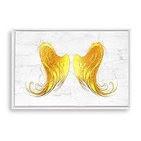 Framed Canvas Wall Art Golden Wings Canvas Prints Home Artwork Decoration for Living Room,Bedroom - 16x24 inches