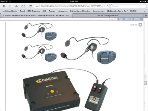 Eartec COMSTAR XT-3 Full Duplex Wireless Intercom 2 Way Communication System for 3 Users - 1 COMSTAR Com-Center Transceiver Base Station, 1 Dual-Ear Headset, and 2-Pack of Single-Ear Headsets