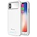 Trianium Atomic Pro Battery Case Compatible with Apple iPhone Xs/iPhone X (5.8-Inch) 4000mAh Portable Rechargeable Extended Power Charger [Not Support Wireless Charger] - White/Grey