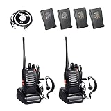 BaoFeng BF-888S 2 Way Radio with 4 1500mah Batteries and Earpiece Long Range Baofeng Walkie Talkie Two Way Radio (2 Pack) + One USB Programming Cable