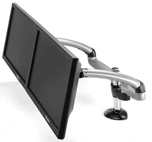 Cotytech Expandable Dual Desk Mount Spring Arm Grommet Base - Silver (DM-GSD12-G)