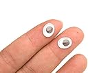 8mm Oval Wiggle Eyes Glue-On Black and White Flat