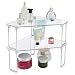 mDesign Corner Plastic/Metal Freestanding Stackable Organizer Shelf for Bathroom Vanity Countertop or Cabinet for Storing Cosmetics, Toiletries, Facial Wipes, Tissues, 2 Pack - Clear
