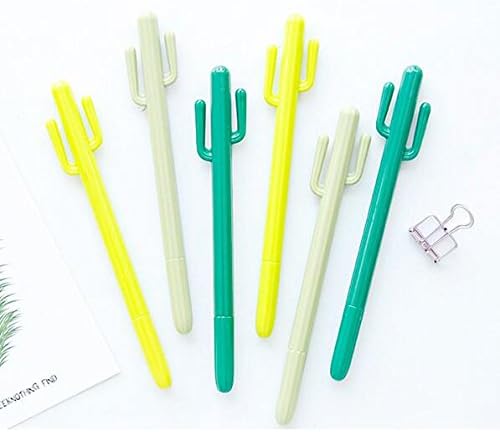 10 pcs Cute Cactus Gel Ink Pen, Creative Green Cactus Gel Ink Pen Smooth Writing for School Student Staionery, Office Supplies, Party Gift, Blue Ink, Fine Point 0.5mm Random Color