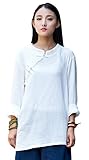 Soojun Women's Long Sleeve Linen Top Blouses with Split Sides