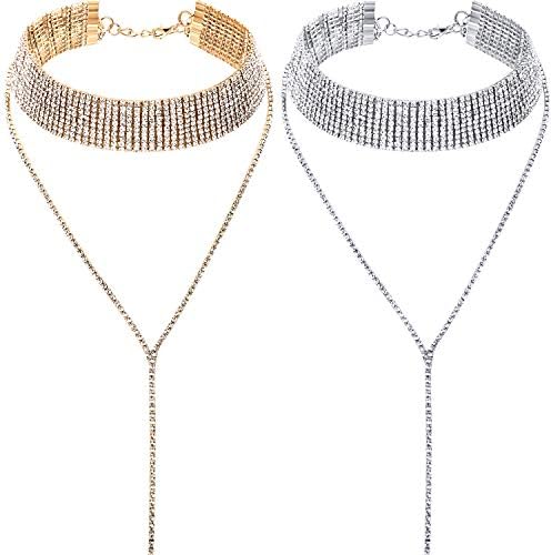 Bocar Beaded Necklace – 2 Layer Crystal Chain Choker For Women, Gift Box Included