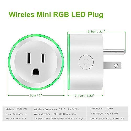 WiFi Smart Plugs that Work with Alexa& Google Home, Smart Outlete with RGB Light, No Hub Required, APP Remote Control from Everywhere, Energy Monitoring and Timer Function【Upgrade】 - Thumbnail 2