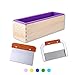 1 Purple Flexible Rectangular Silicone Soap Mold with Large Pine Wood Box for Homemade Produce 1.2 Kg Art Craft Soap Making Mold + 2 Pcs Cutter Peeler Slicer Knife Home Kitchen Tool Set