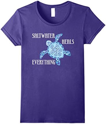 Womens Saltwater Heals Everything Sea Turtle TShirt XL Purple