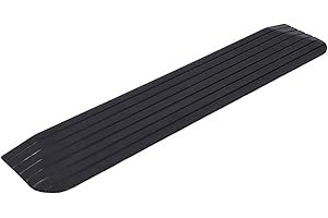 BOUPOWER 1" Rubber Threshold Ramp, Doorways Heavy Duty Wheelchair Ramps, Rated 2200 Lbs Load Capacity, Non-Slip Surface Rubber Solid Threshold Ramp for Wheelchair, Scooter, Mobility Scooters Black
