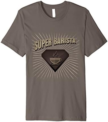 Mens Super Barista Funny T-Shirt Cup Of Coffee Lover Gift Large Asphalt