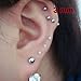 Thenice 4 Pcs 20g 0.8 Mm Barbell Earrings Studs Bead Ear Bone Ring (3mm, Silver)